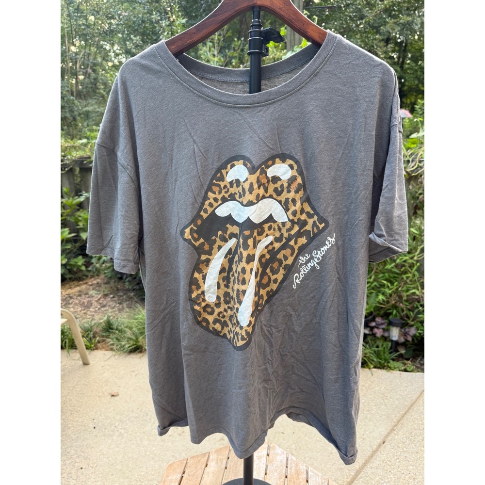 The Rolling Stones Leopard Tongue Graphic T-Shirt Gray XXXL 22 Band Tee